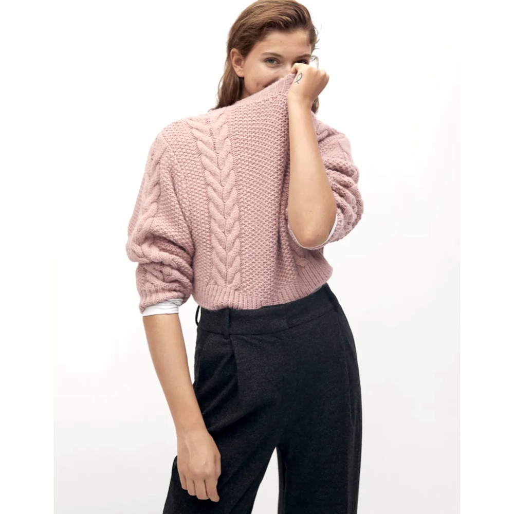 Mango Cable-Knit Cropped Sweater